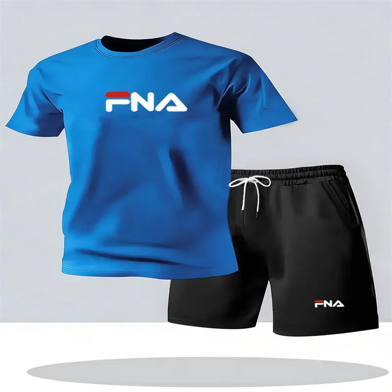 

Новый минималистичный комплект из футболки с круглым вырезом и шорт с короткими рукавами для летнего спортивного отдыха, мужской комплект с короткими рукавами.