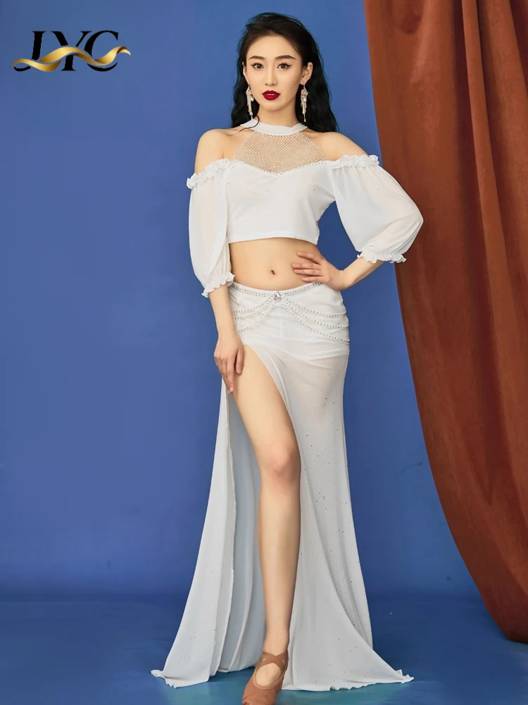 Tenue de danse du ventre nouvellement conçue, vêtements d'entraînement de danse scintillants d'été, jupe supérieure, tenue de Performance