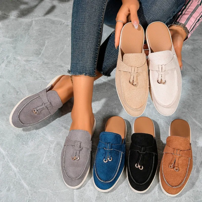 

2025 New Casual Flat Bottom Lock Tassel Loafers Fashion Women Single Shoes Brand Metal Buckle Slipper Comfortable Slip on Shoes
