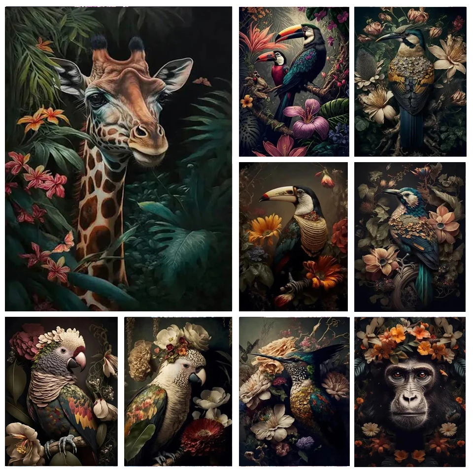 

Jungle Animals Hummingbird DIY Diamond Art Painting Flamingo Parrot New 2024 Mosaic Cross Stitch Kits Rhinestone Embroidery E603