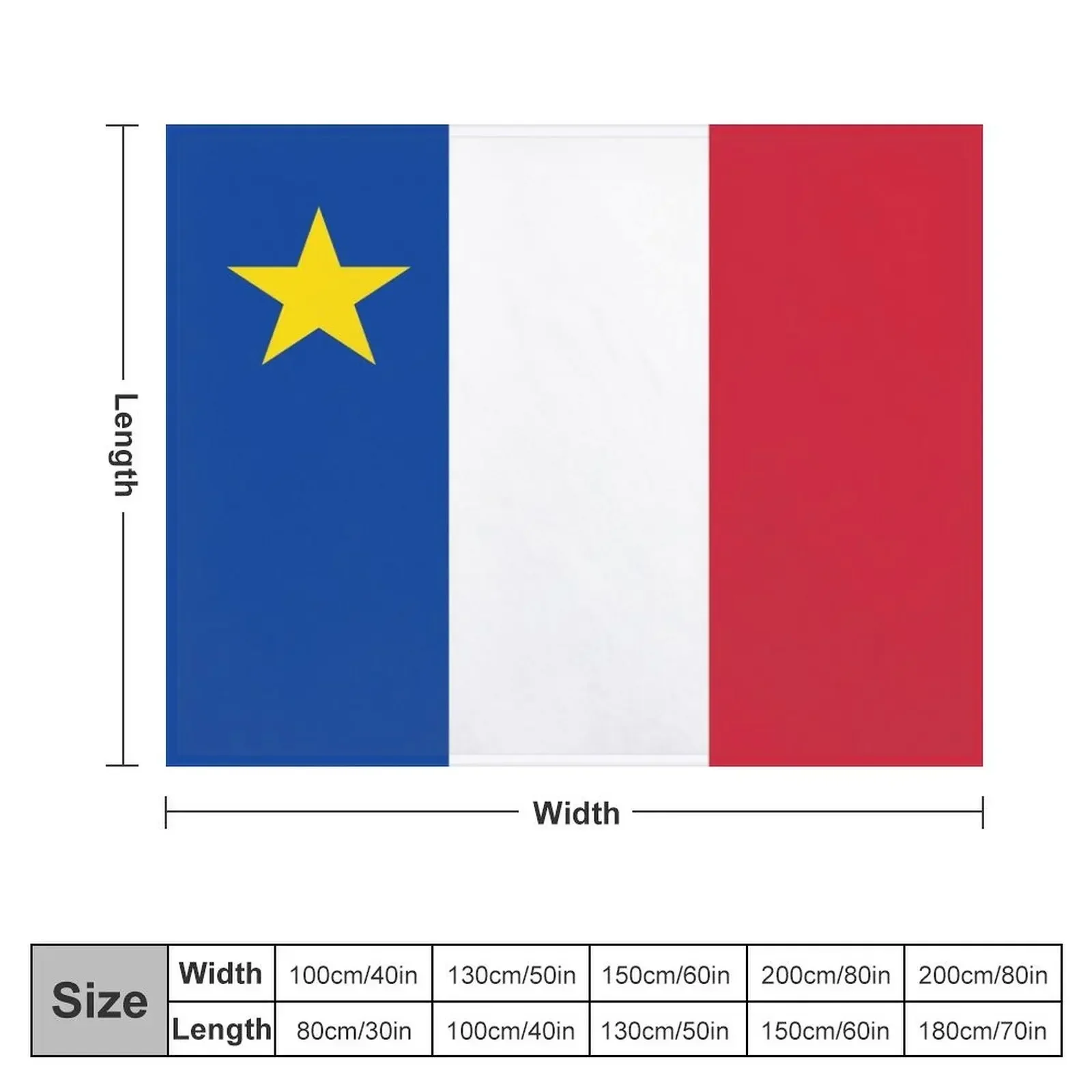 Acadie Acadia Flag blue white red North American New Brunswick Acadian French Canada HD Throw Blanket Vintage Blankets