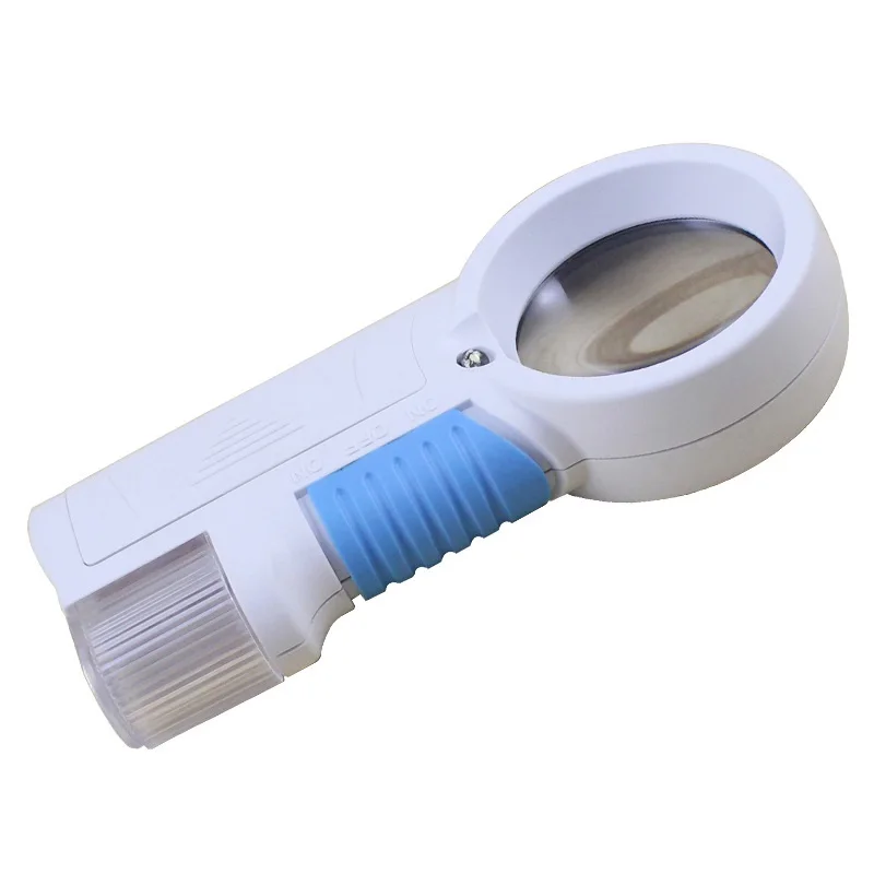 5X Optical Glass Lens Handheld Flashlight Magnifying Glass with LED Light for Analysis Iridology