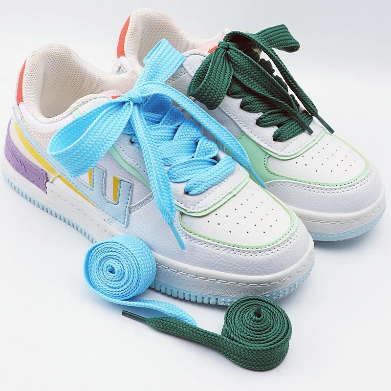 

2 Pair Flat Shoelaces 2CM Width for Sneakers Fashion Rope Shoe Laces 100/120/140/160CM Length Shoe Accessories