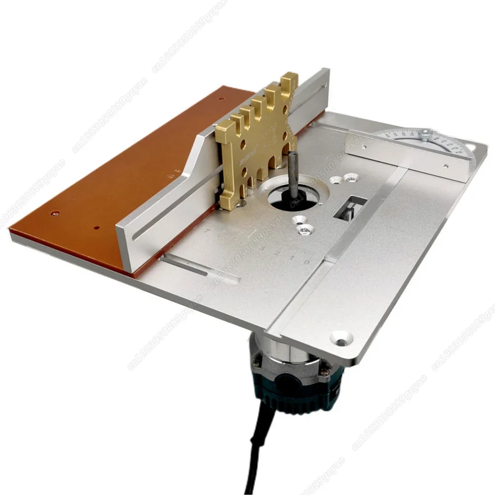 Aluminium Router Table Insert Plate Electric Wood Milling Flip Board w/ Tenon Backing and Miter Gauge Set Woodwork Tools