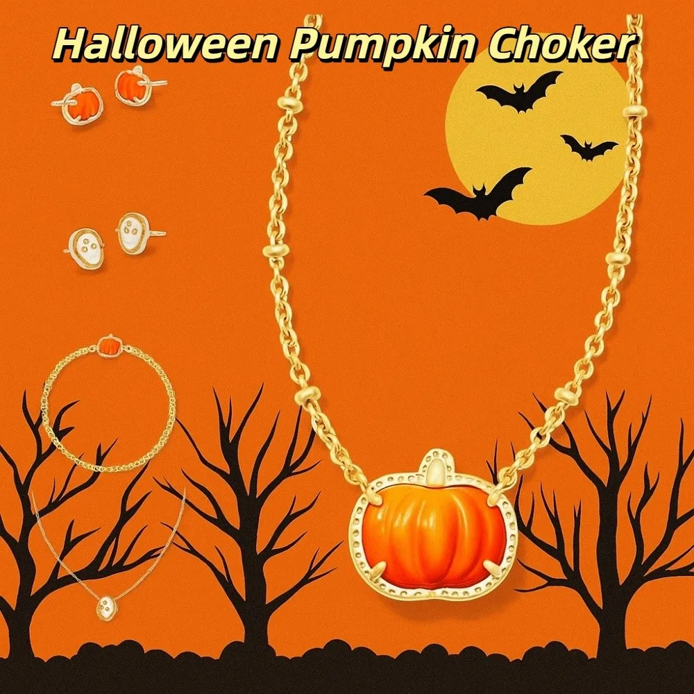 

Resin Halloween Pumpkin Choker Adjustable Ear Jewelry Pumpkin Bracelet Skeleton Gothic Halloween Jewelry Ghost Festival