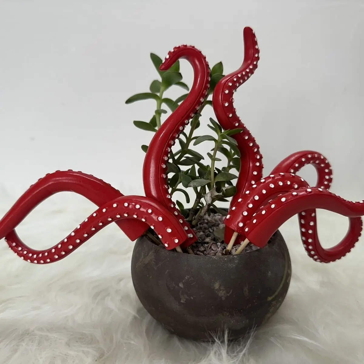 Luminous ornament, sea monster tentacle seven-piece set, cute potted plant outdoor octopus resin ornament office decoration