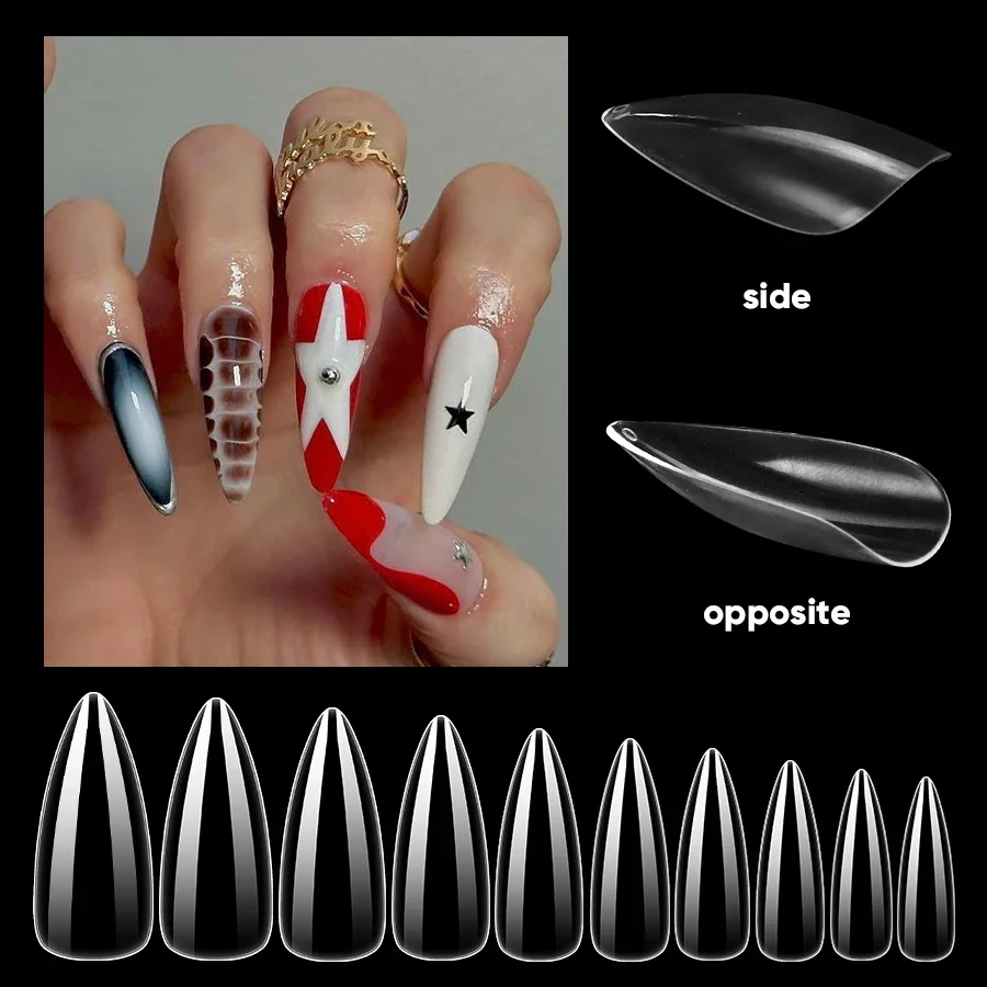 

Round Almond Nail Tips Press on Acrylic Full Cover Nails Beautiful Clear French False Nails DIY Nail Art 100 120 600pcs