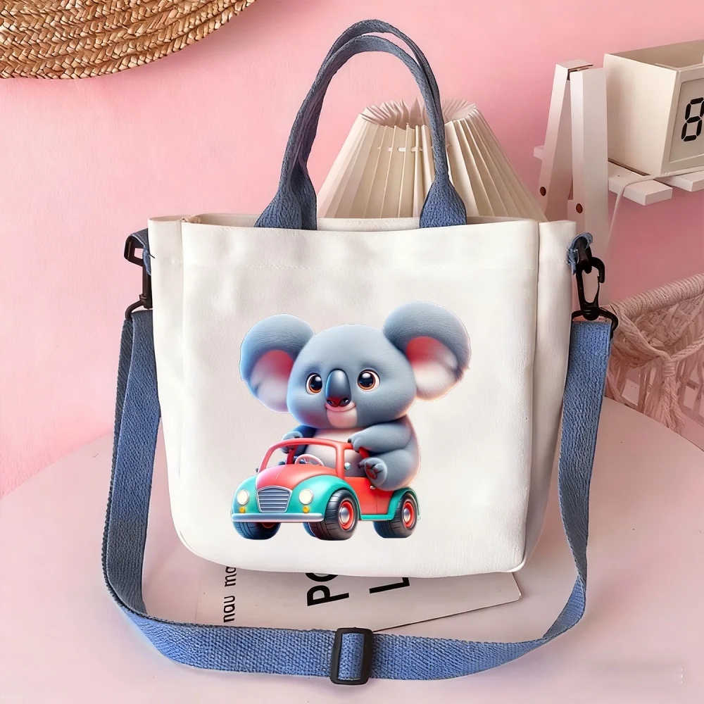 Koala-patterned handbags and crossbody bags, ideal for travel storage and makeup organization.
