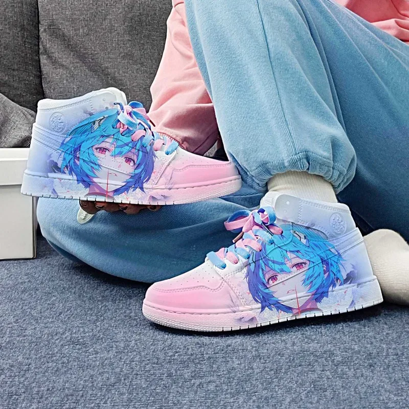 Neon Genesis Evangelion Ayanami Rei 2D animation peripheral cartoon print simple and versatile sneaker gift for boys and girls