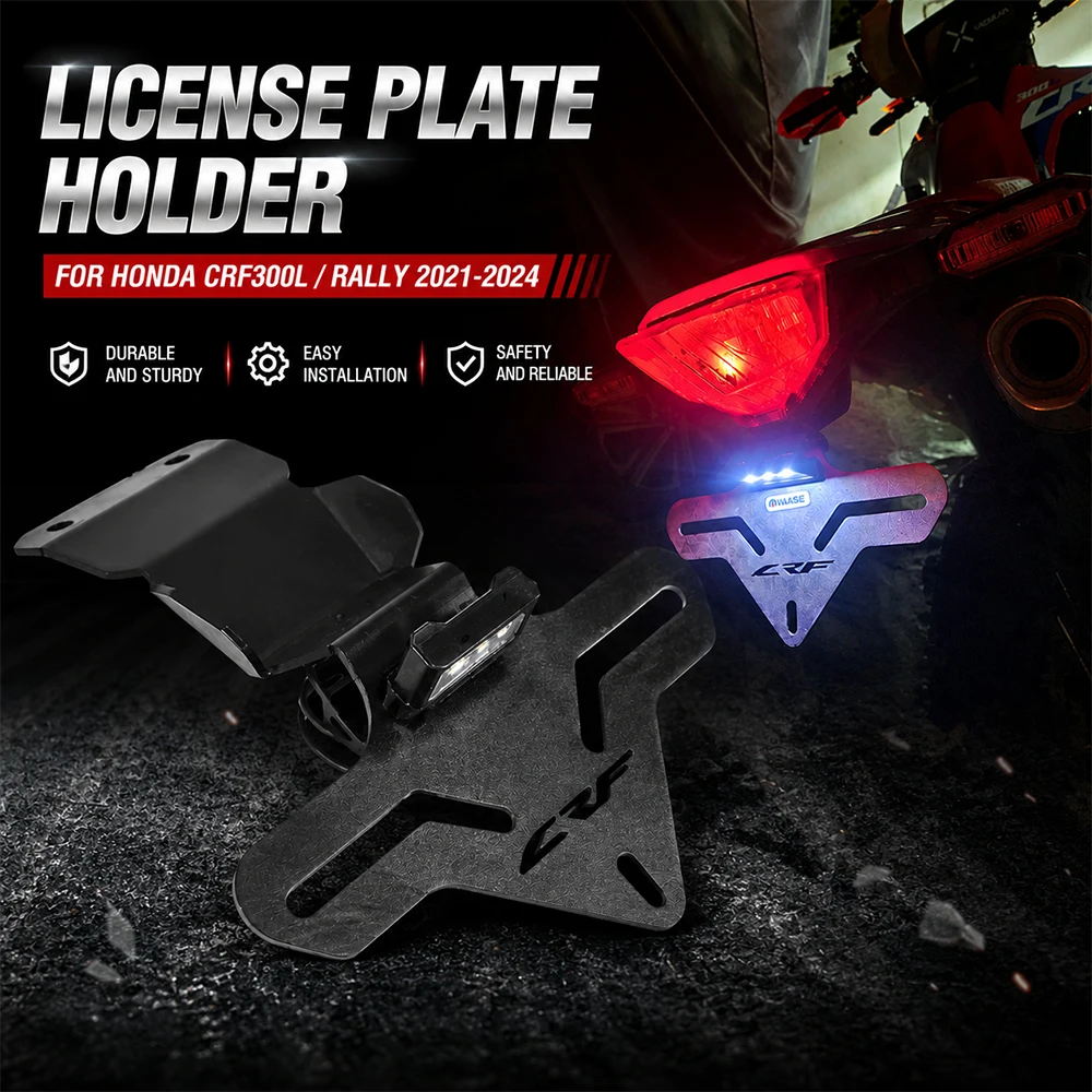 

Motorcycle Rear Registration Bracket Tail Tidy License Plate Holder Frame LED Light For Honda CRF300L CRF 300 L Rally 2021-2024