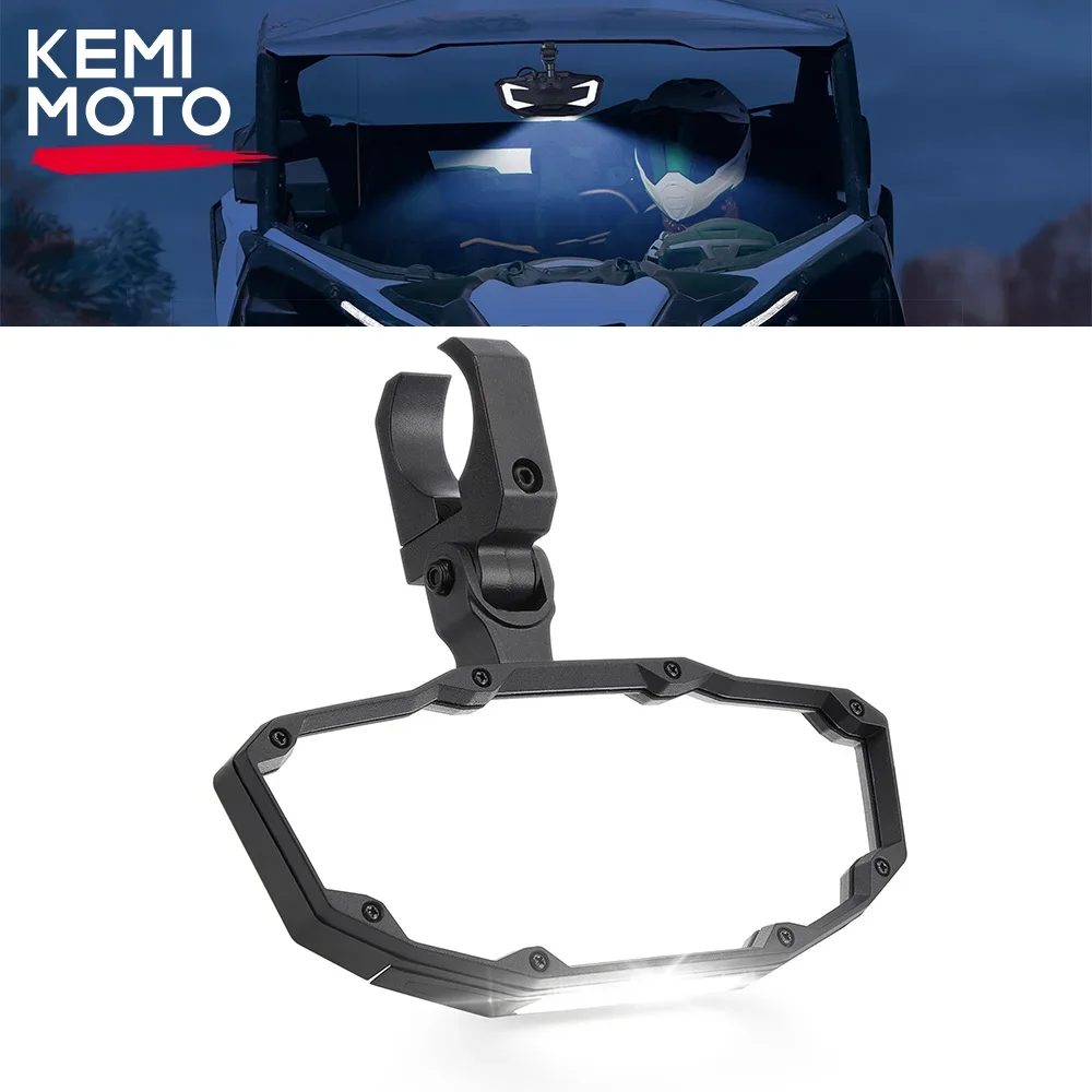 

KEMIMOTO UTV 1.5-2" Rearview Mirror w/ Light 360° Compatible with Polaris RZR XP XP4 1000 for Can-am Maverick X3 MAX for Cfmoto