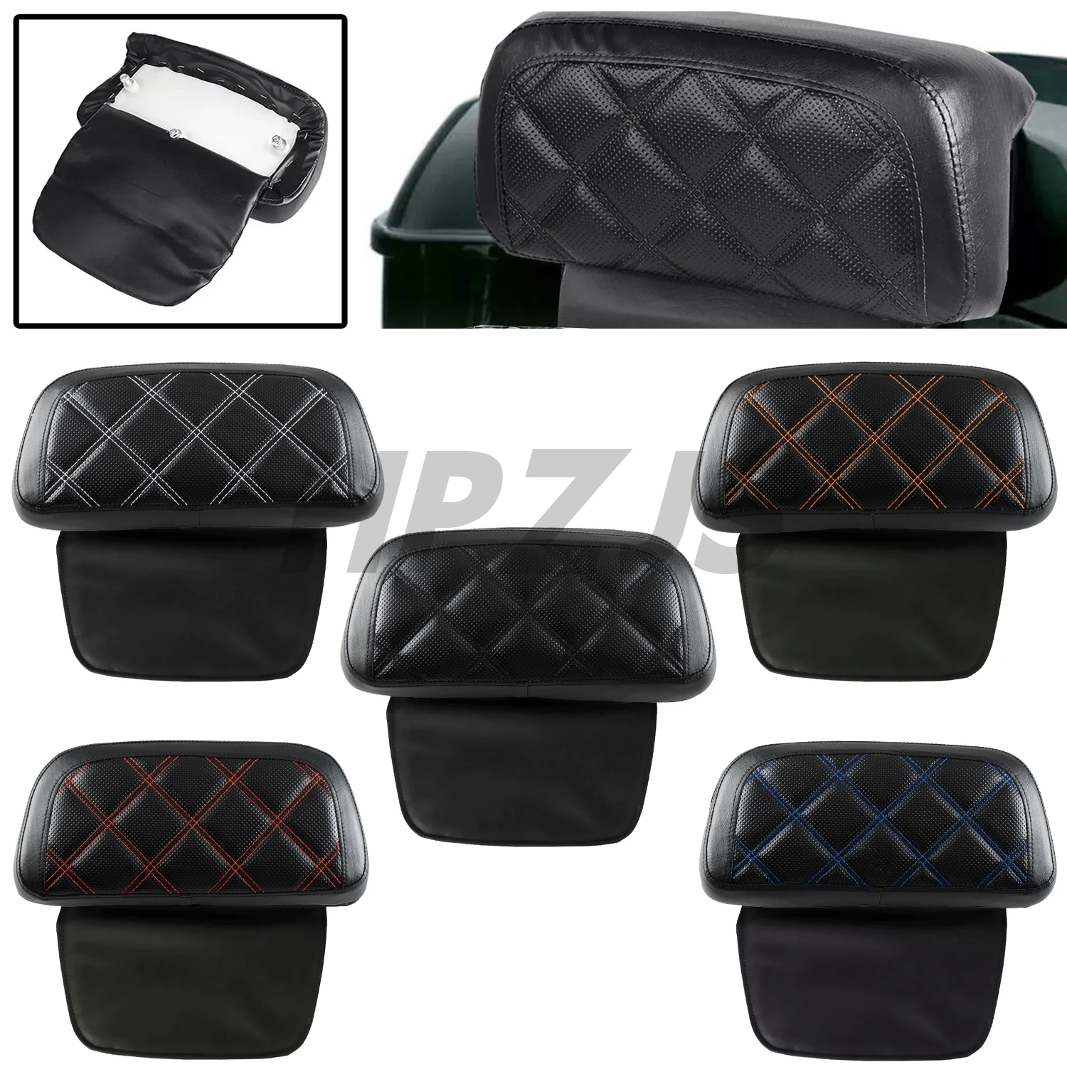 Motorcycle PU Leather Razor Chopped Tour Pak Pack Trunk Backrest Pad For Harley Touring Street Tri Glide Road King 2014-Up Black