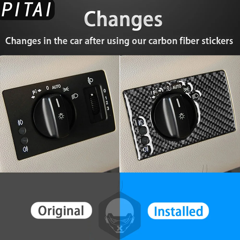 For Mercedes Benz B-Class W245 2005-2011 Real Carbon FiberHeadlamp Control Switch Button Car Interior Protection Stickers