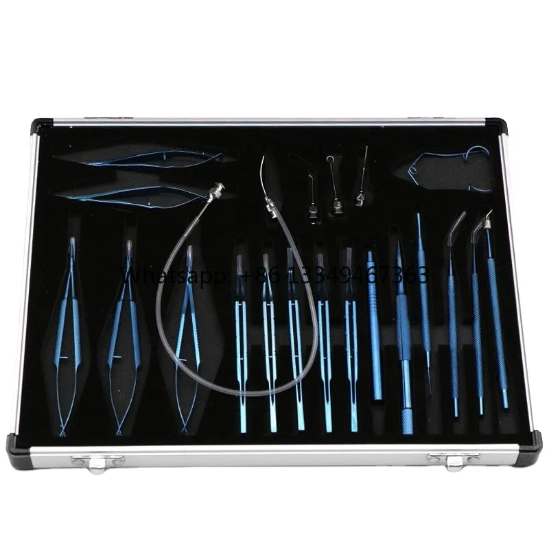 

Best price 21-Pieces Titanium Incision Cataract Kit Manual Ophthalmic Surgical Instrument Set discount