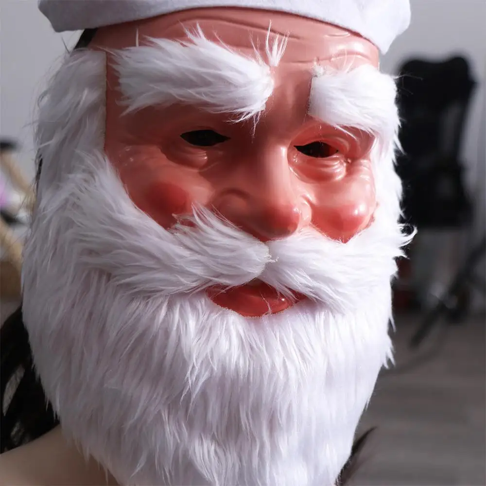 Herbruikbare gezichtsbedekking Kerstman Baard Masker Hoed Set 3D Kerst Kerstdecoratie Cartoon Uitlaat Cosplay Accessoires Volwassen