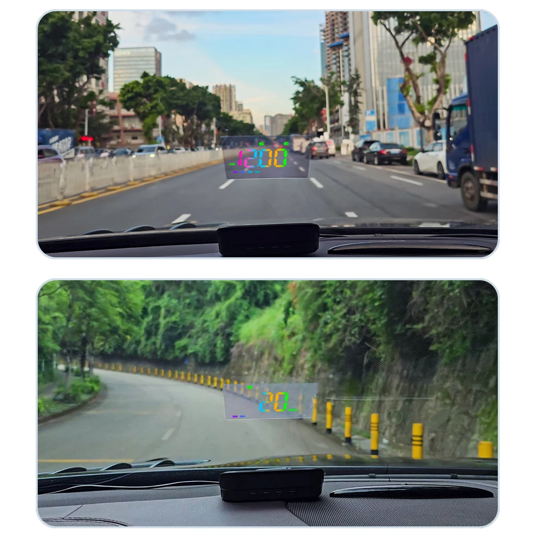 Hud Head Up Display GPS velocímetro Digital para coche medidor de velocidad para proyección de parabrisas de coche pantalla colorida brújula Universal