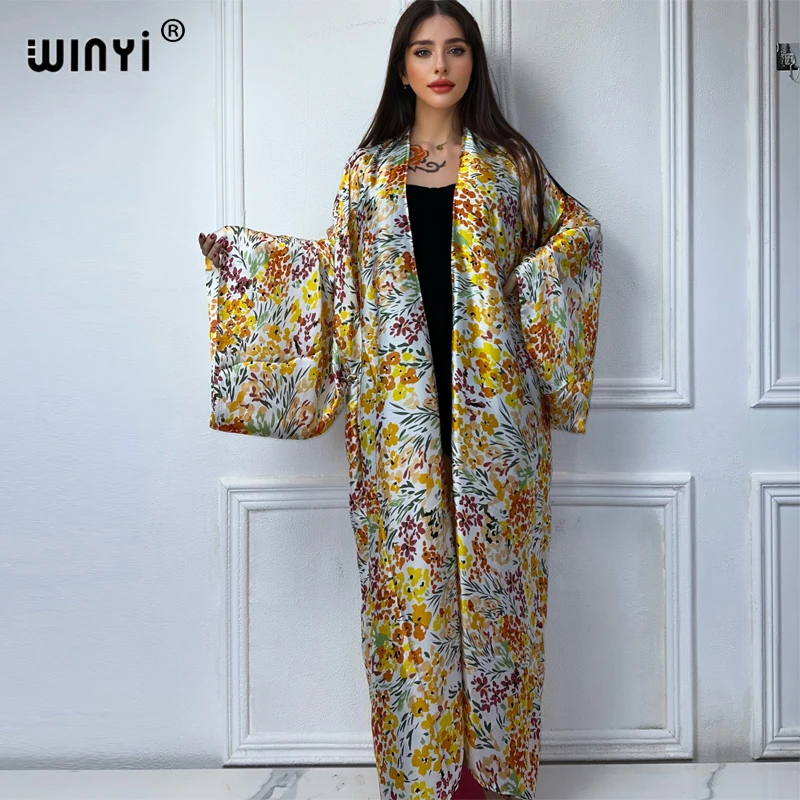 WINYI Women Bohemian Tie-dye print Elegant Casual dress African Cardigans Outerwear For Women Summer Sexy Lady Swimwear Kimonos