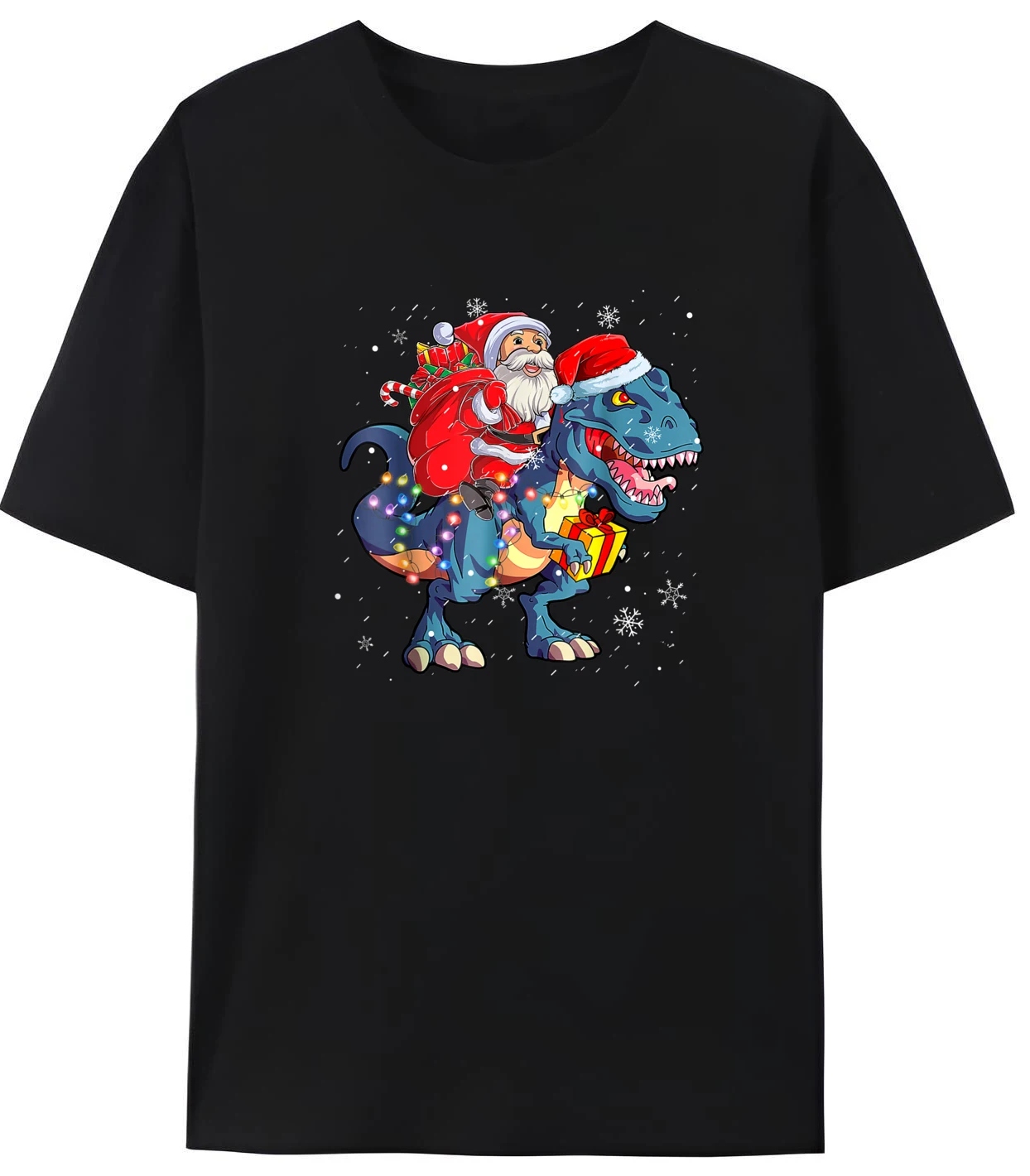 

Santa Riding Dinosaur Christmas For Men Xmas Funny T Shirt Mens Gifts Graphic Tee Comfortable Tops For Men