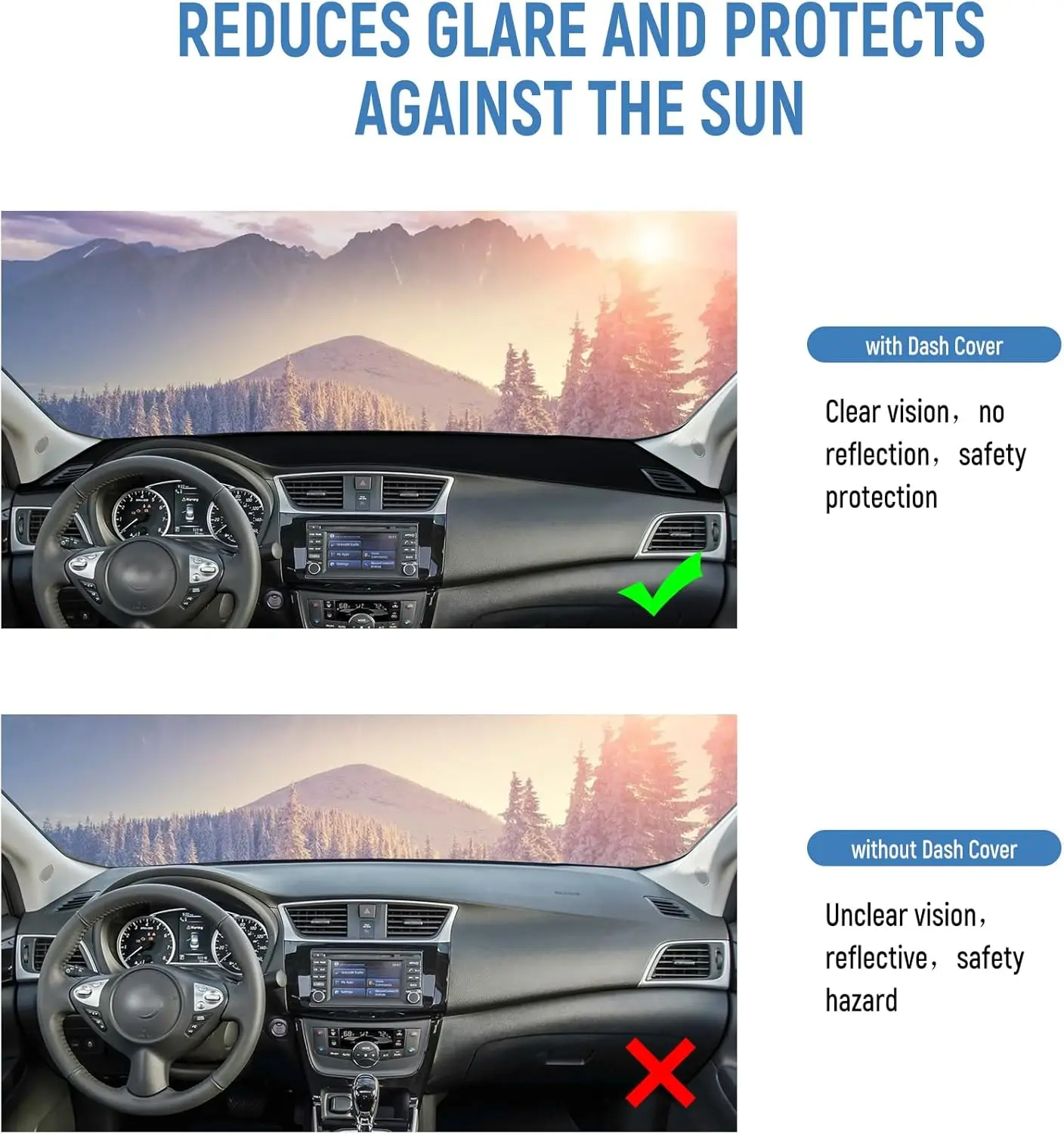 Dash Cover for Nissan Sentra 2013-2019 Accessories Flannel Dashboard Cover Dash Cover Mat