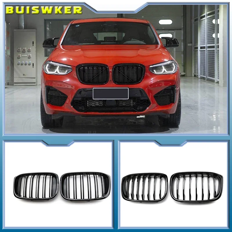 

Car Gloss Black Front Hood Kidney Grille Grill For-BMW X3 X4 G01 G02 2018-2020