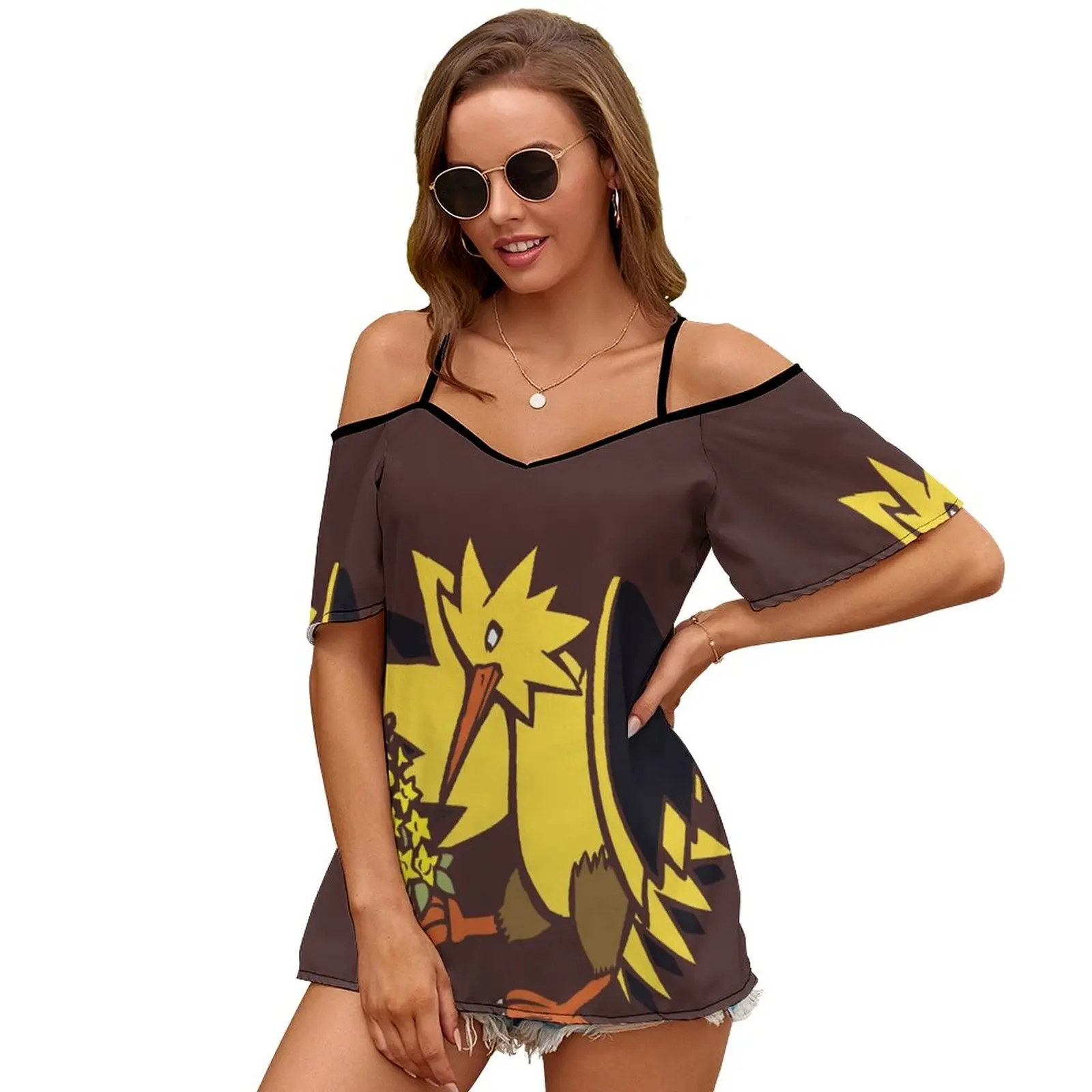 여성용 본능 지퍼 프린트 티셔츠, 다양한 스타일 상의, 풀 프린트, Rainytale Studio Rainytalestudio