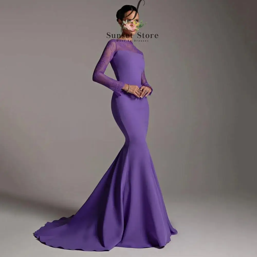 

Индивидуальные вечерние платья с круглым вырезом и длинными рукавами, вечерние платья с драпировкой и скользящим шлейфом длиной до пола, вечерние платья из джерси