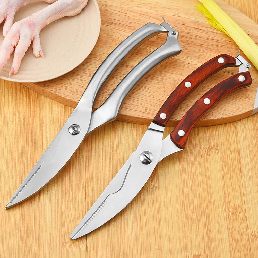 Scissors Chicken Bone Household Kitchen Multifunctional Food Wooden Handle Shear Poultry Fish Shears for