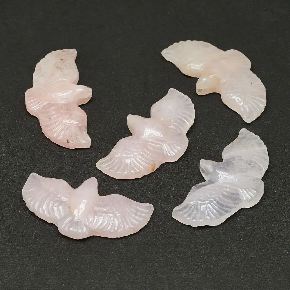 

3pc No Hole Natural Rose Quartz Beads Half Drilled Bird & Maple Leaf Gemstone Beads For Necklace DIY Jewelry Making Accessories