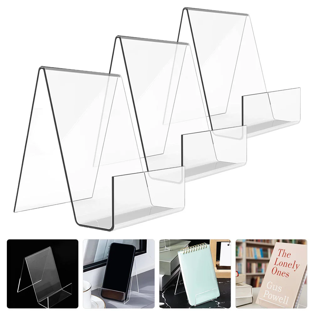 

3 Pcs Transparent Display Stand Book Storage Clear Shelves for Holder Store Showing Acrylic Key Chain Easel