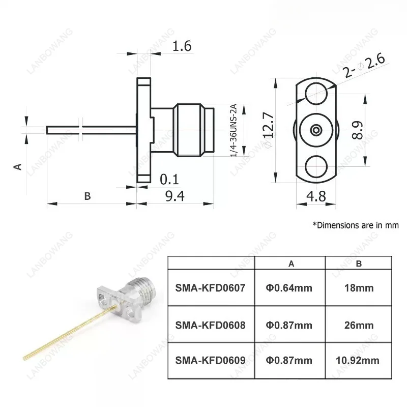 DC-26.5GHz 8.9mm Female Through-Wall Connector Double Hole 8.9mm Round Pin RF High Frequency Microwave Component