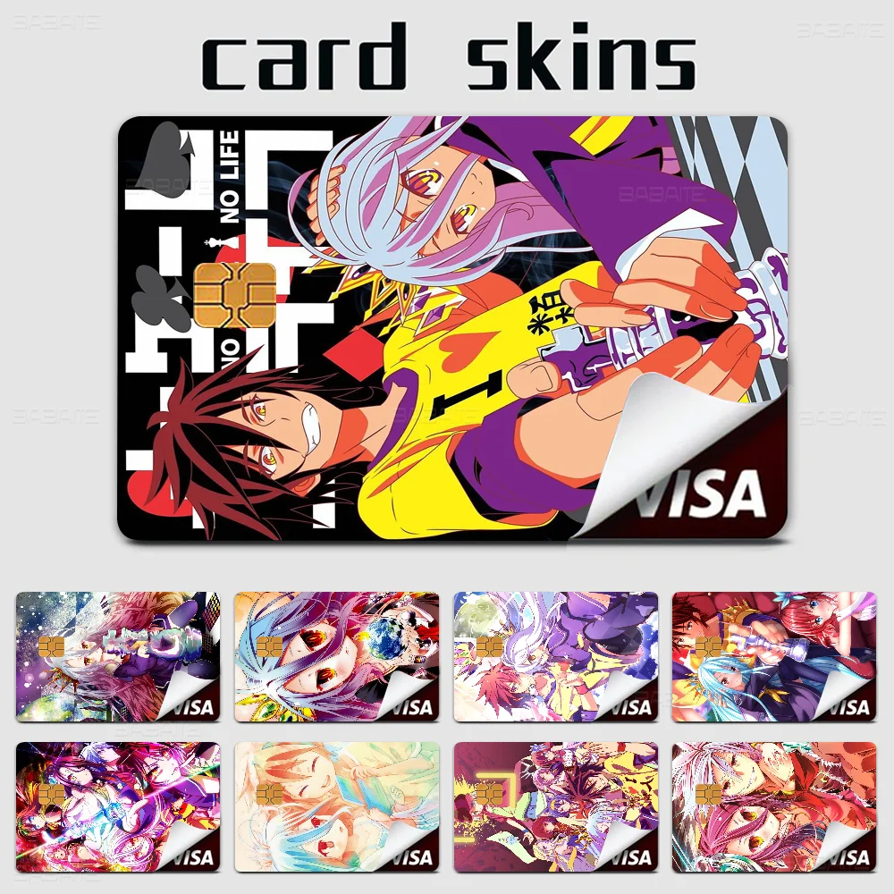 Classic Anime No Game No Life Fashion Matte Gold Silver Black Matte Film Skin Sticker Tape For Bank Credit Debit Card