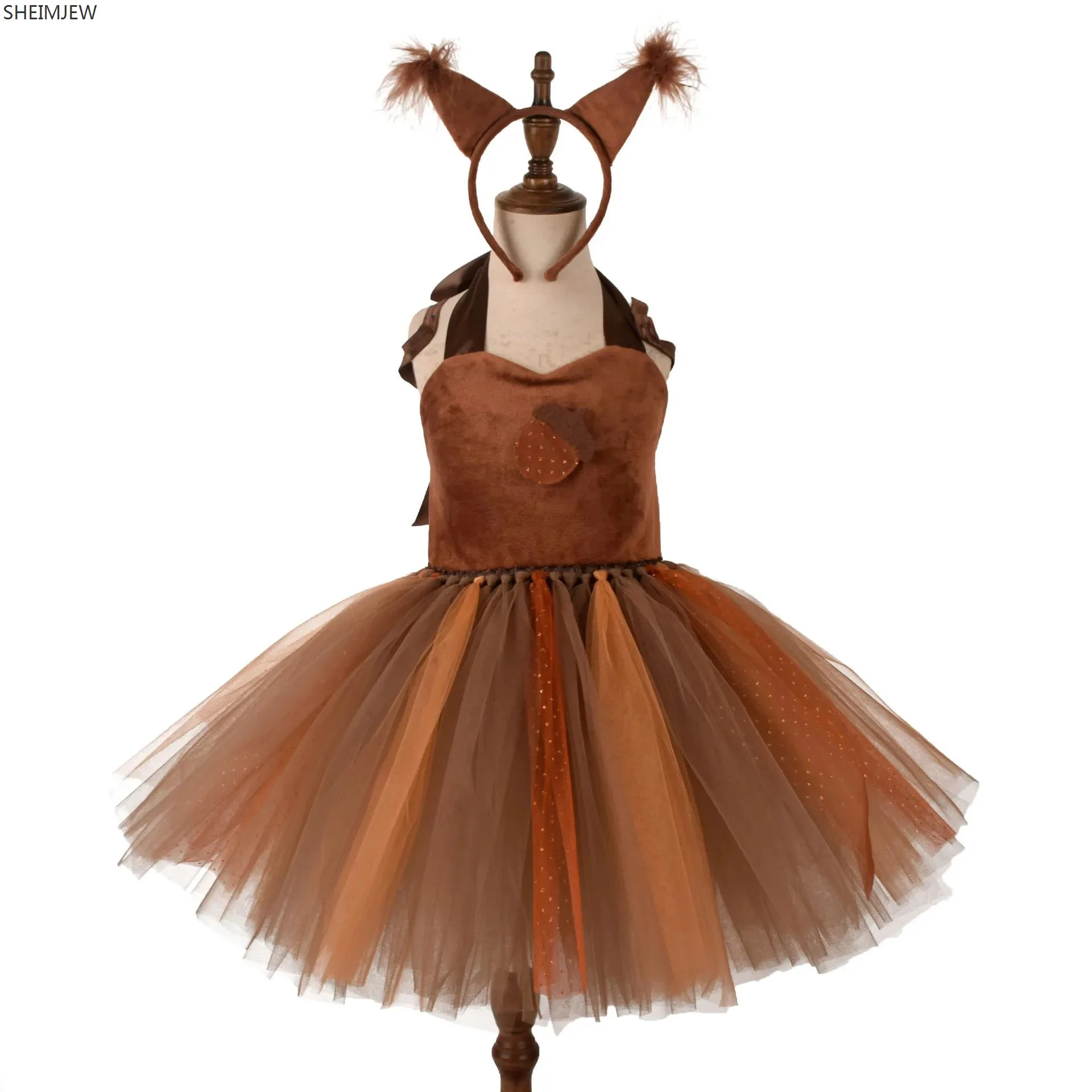 

Halloween Kids Squirrel Cosplay Costume Girls Animal Squirrel Dress Cute Campus Dresses Children's Day Stage Showing Tutu Skirts