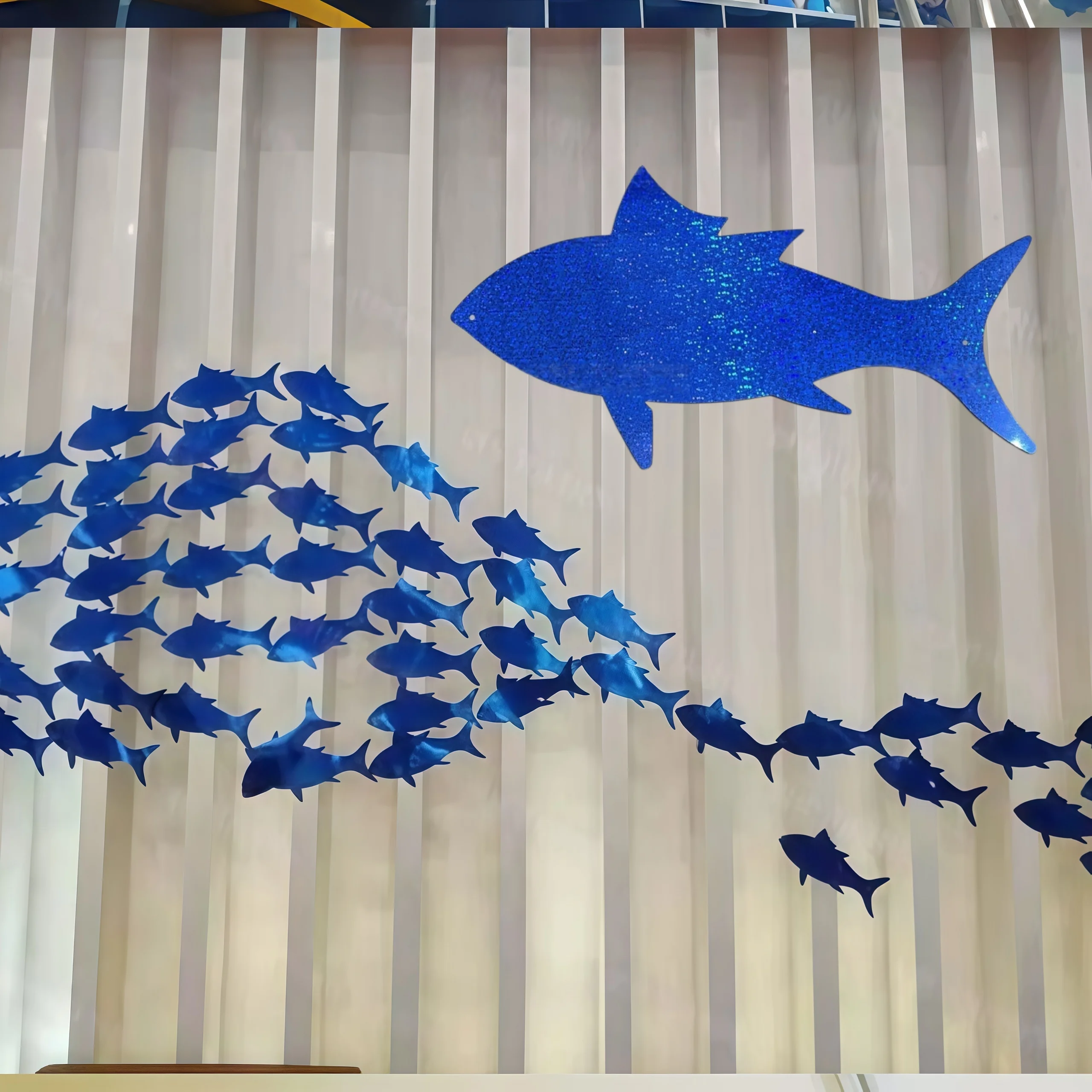 Laser Glitter Big Fish Cutouts, Under The Sea Ocean Theme Ornaments DIY Wedding Birthday Ceiling Hanging Party Decor Accessories