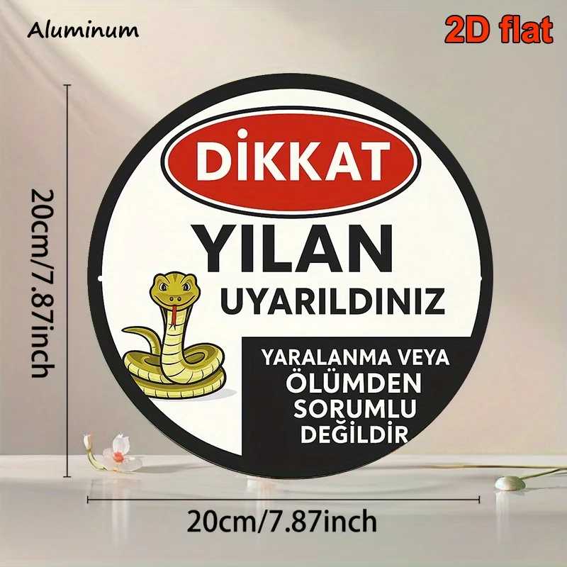 2D Flat, 1pc, 8*8-Inch Round Turkish Aluminum Sign, 