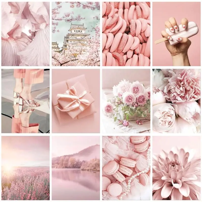 

CHENISTORY Paint By Number Pink Flowers Wall Art DIY Frame Picture By Numbers Acrylic Canvas Painting For Decoration 60x75cm
