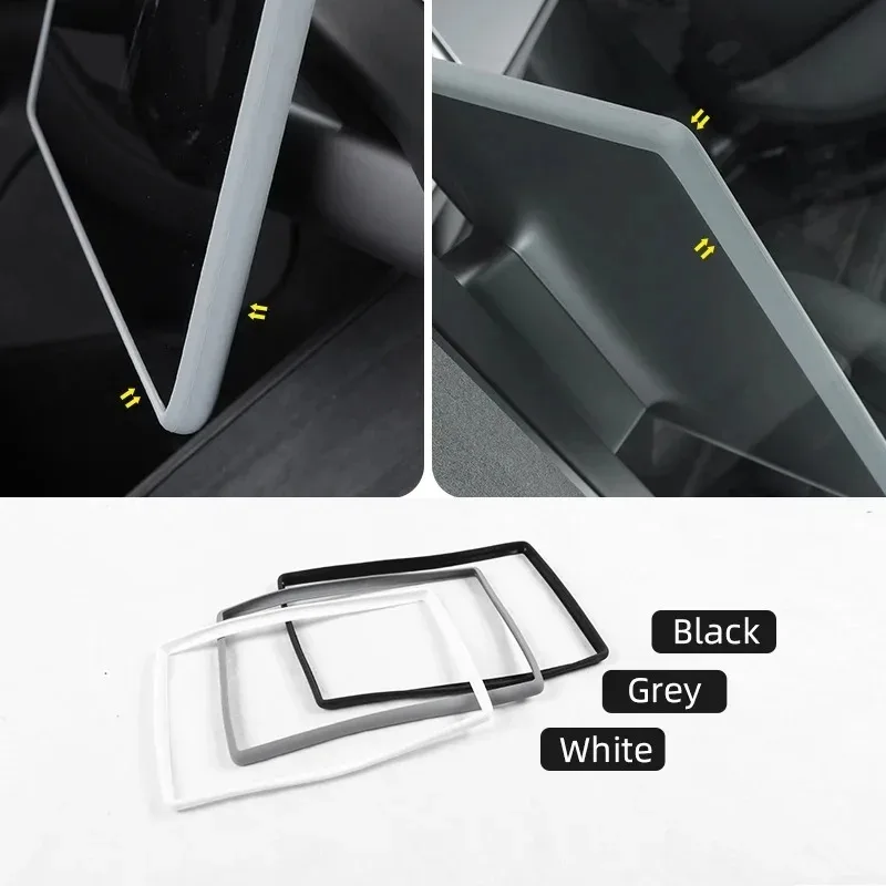 For Model 3 Y Highland 2024 Tesla Accessories Screen Protector Silicone Frame Display Edge Body Cover Central Control 2023 2022