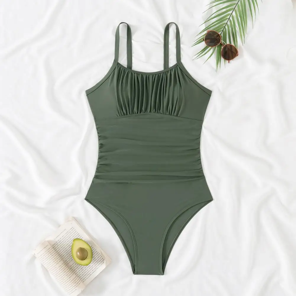 Bikinis de Mujer de una pieza con almohadilla en el pecho sin sujetador de acero traje de baño de Color sólido senvelaльники жletiе