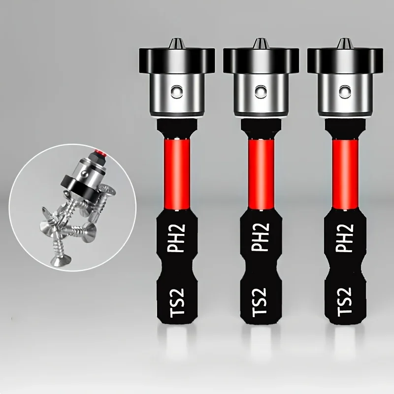 

3pcs/9pcs Phillips Cross Screwdriver Bit with Limit Head, S2 Steel Magnetic Ring Positioning, Water-Resistant Stain Proof