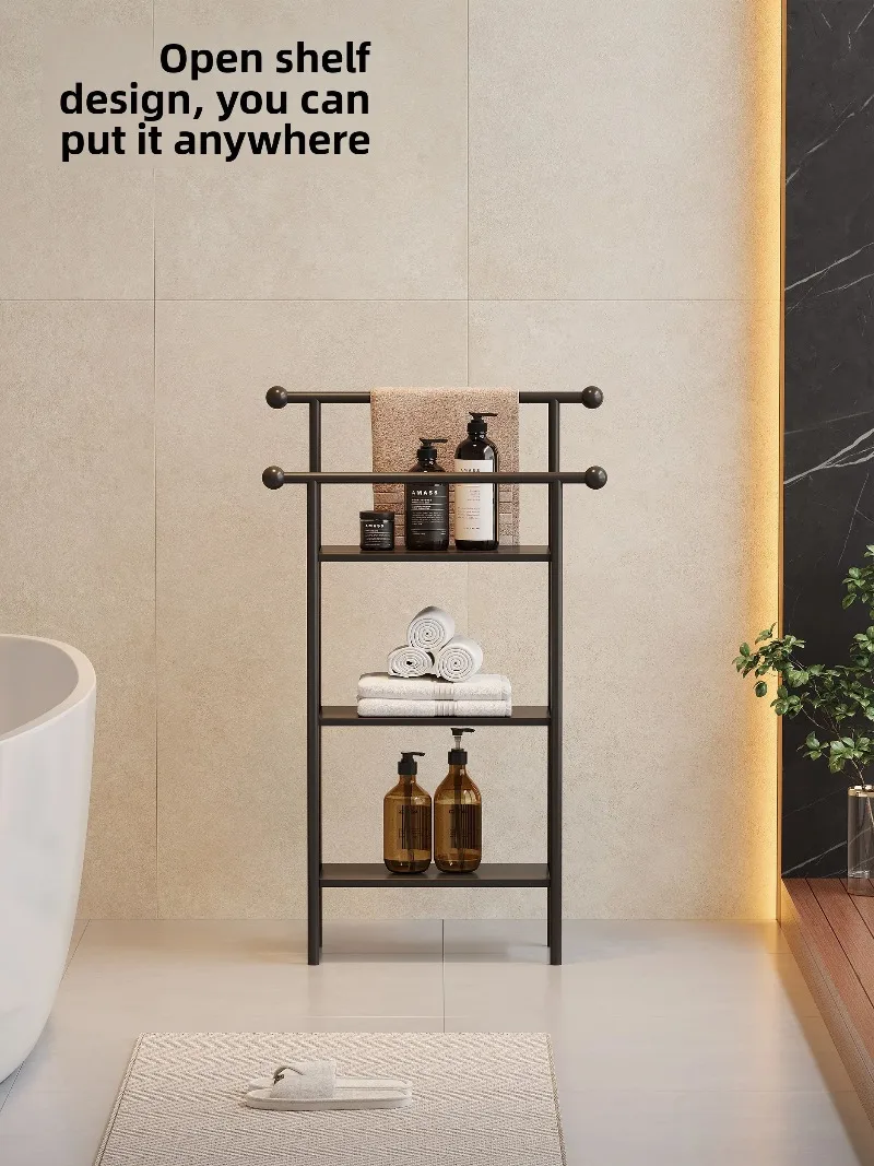 Bathroom and bathroom storage rack, floor-standing multi-layer towel rack for bathrooms, multi-functional storage rack