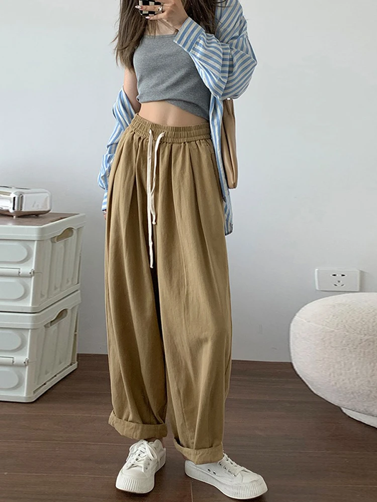 

Брюки женские с высокой талией, облегающие, повседневные, ранняя осень 2026, новый дизайн, корейский стиль, модные длинные брюки, элегантные