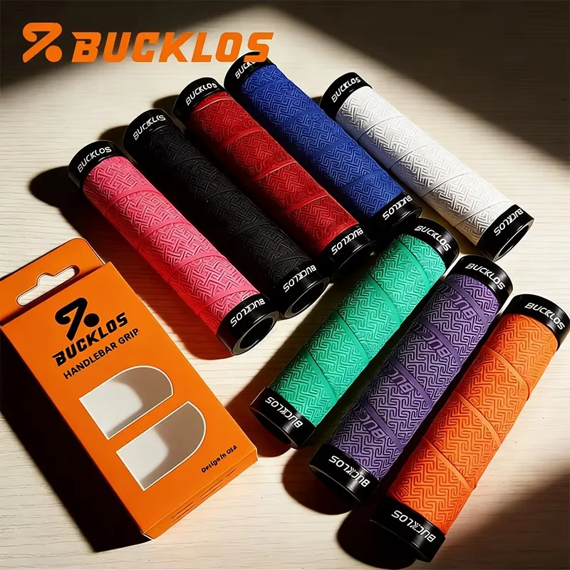 BUCKLOS Bicycle Handlebar Grip Soft Sponge Bike Handle Bar Grip Shock Absorption with Lock AM BMX Cycling Grips