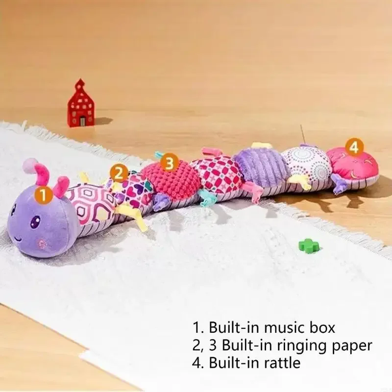 

Детские плюшевые погремушки с мультяшными гусеницами для сенсорного роста и моторики, детские погремушки для новорожденных, 15UB