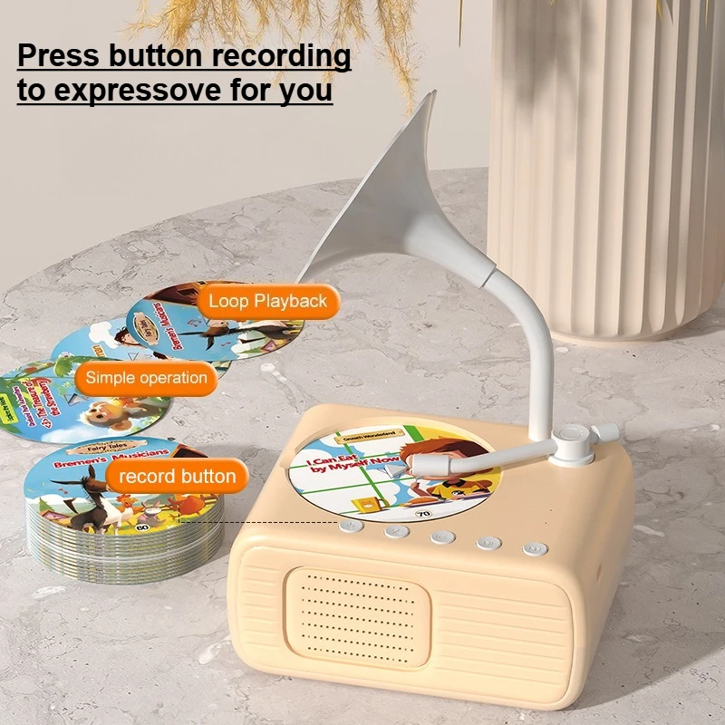 子供用蓄音機 96枚カード ストーリーテリングマシン 英語 子供の学習 教育 幼児期のおもちゃ カード蓄音機