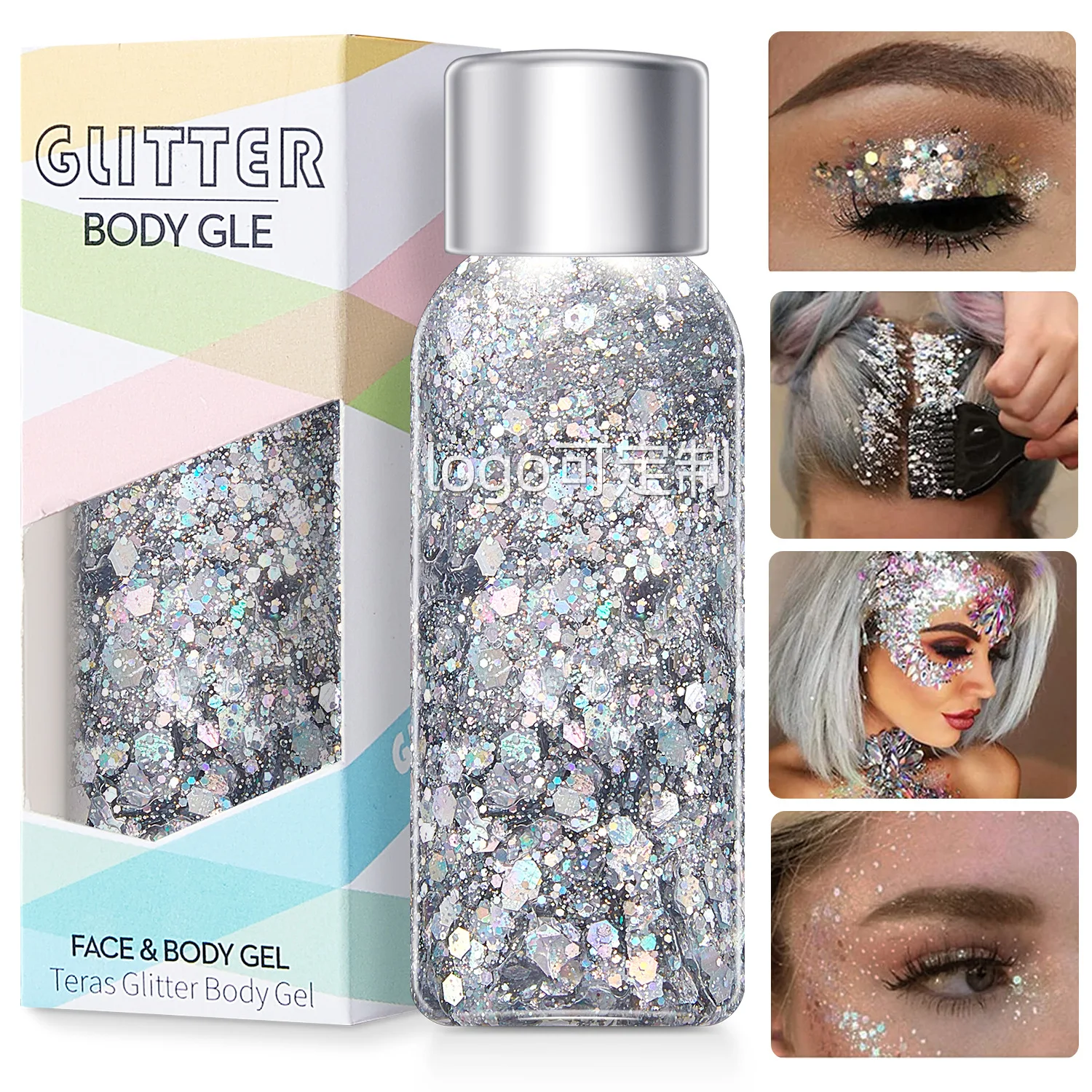 Kein Logo Glitter Pailletten Gel Creme für Gesicht Körper Lippen Auge Nagel DIY Shinn ing Schatten Schimmer Gel bunte Pailletten Bühne Dekros