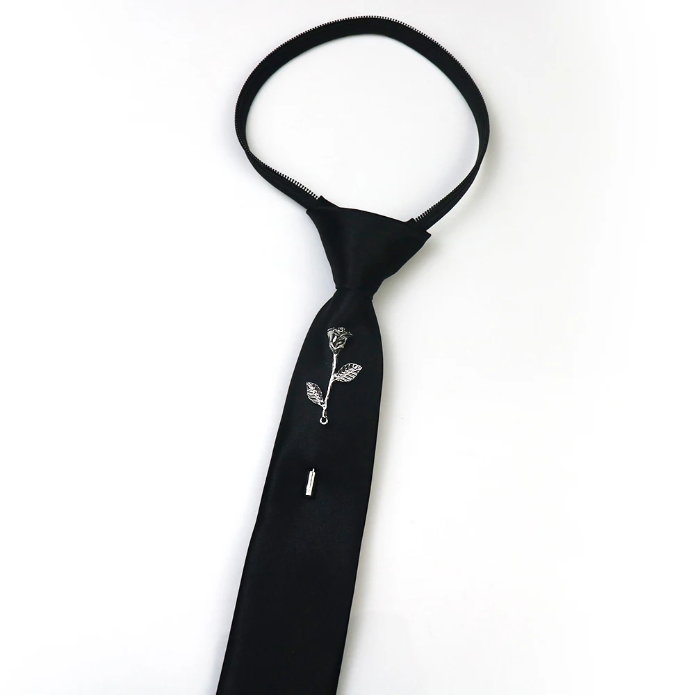 2025 New Design Metal Floral Brooches Neckties For Men Luxury Business Lazy-tie Neck Ties Wedding Party Suit Accessories Cravat