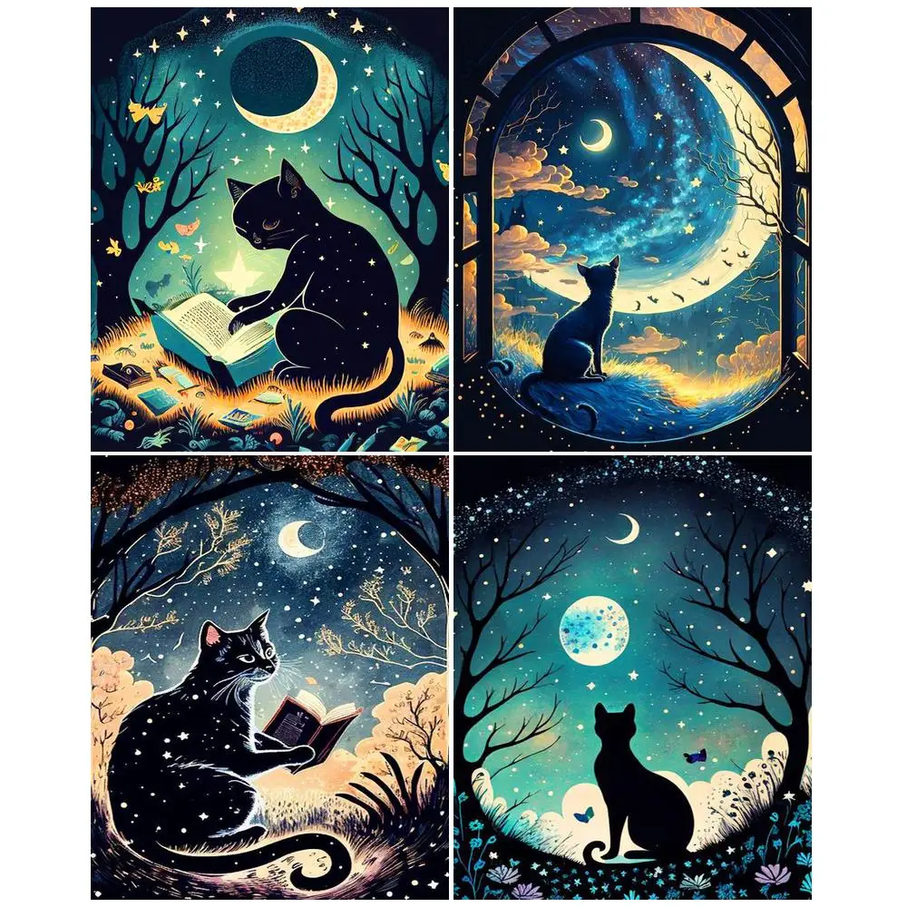 

CHENISTORY Cat DIY Painting By Numbers Kits 60x75cm Paint By Numbers On Canvas Frameless Scenery Hand Painting Home Decor