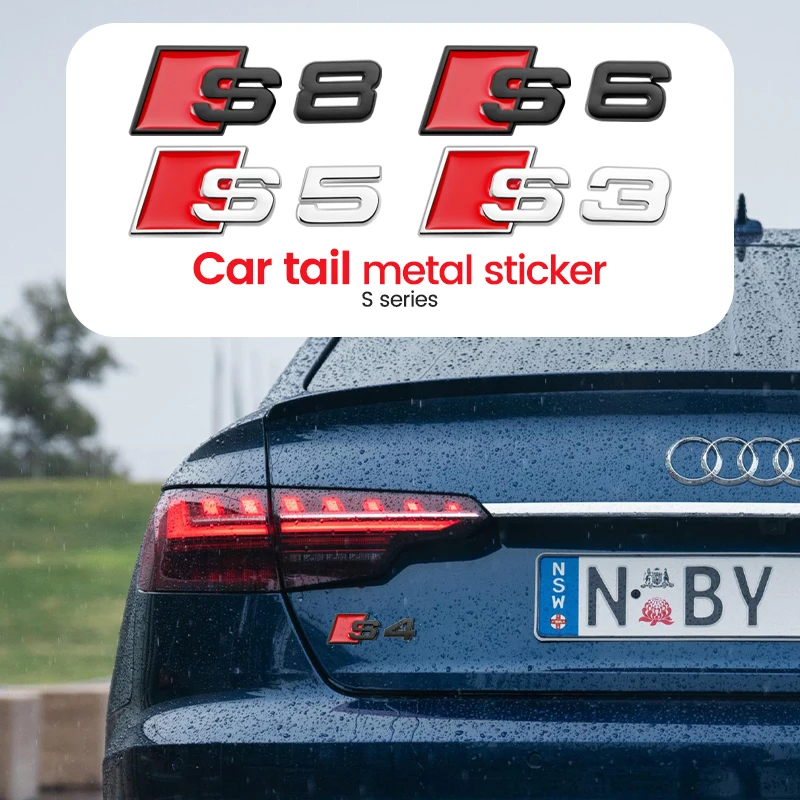 3D Metal Emblem Car Body Rear Trunk Sticker Badge Decoration Accessories for Audi S S3 S4 S5 S6 S7 S8 A3 A4 B8 8P 8V B6 A5 A6 C7