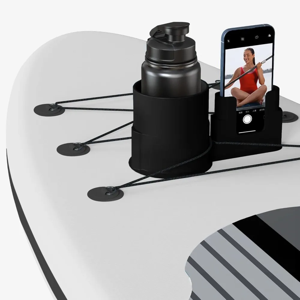 

Multi-Functional Paddle Board Cup Holder 2 in 1 Rope Binding Kayak Drink Holder PVC Anti-Dump Paddle Phone Holder Kayak