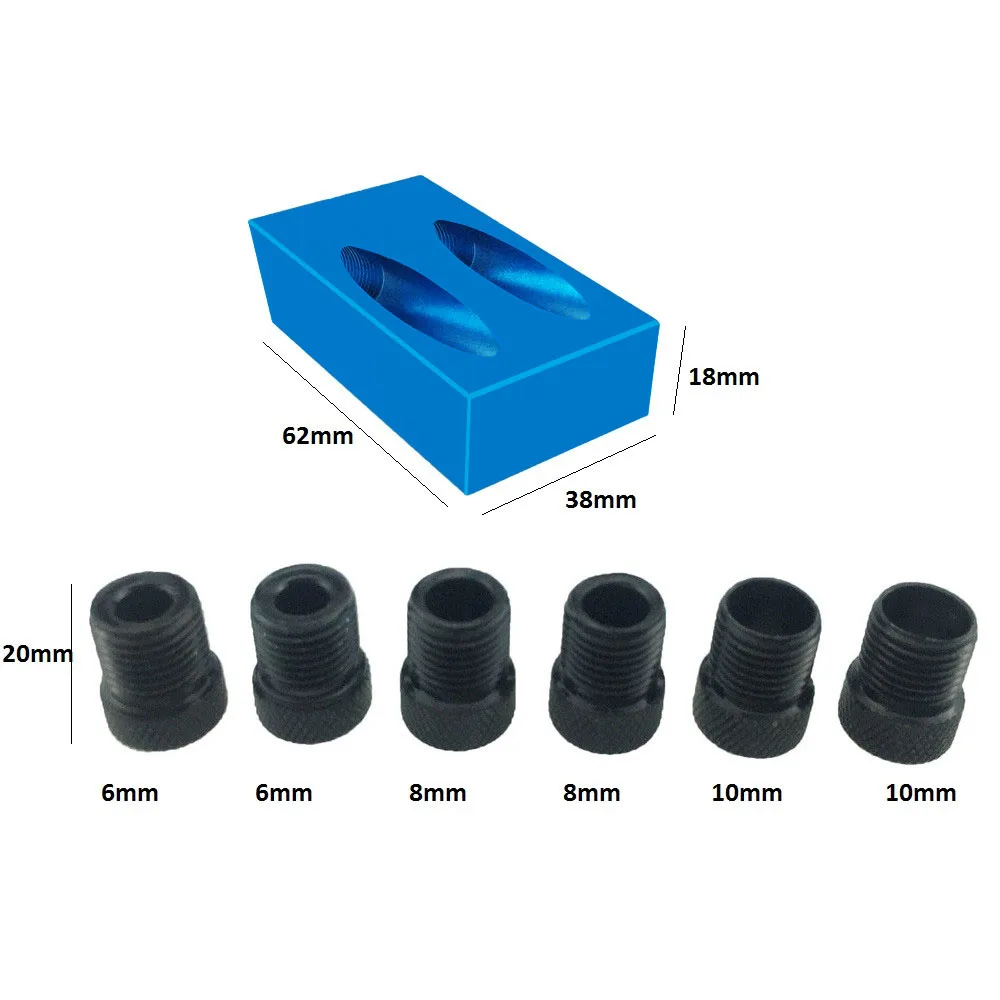 Allsome Tasche Loch Jig Kit, 15 grad Holzbearbeitung Geneigt Loch Jig mit 6/8/10mm Stick Adapter für Winkel Bohren Löcher