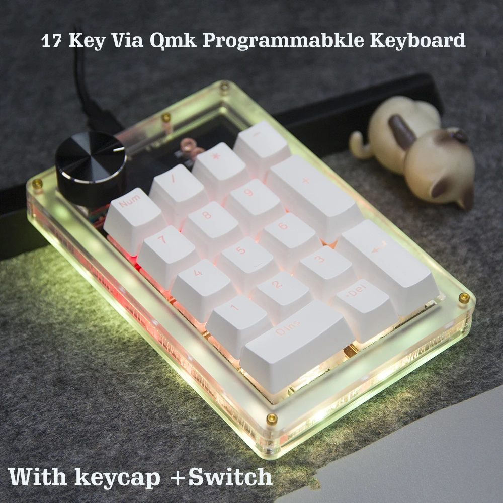 RGB Backlit VIA QMK 17 Key Numpad Programable Mechanical Keyboard with Keycap Switch Satellite axis Full Keyboard South Face